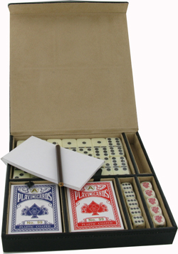 GAM04 - Cards/ Dice and Domino Set in PU Case 21 x 22 x 3.5cm 