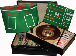 GAM08 - Large Roulette/ Poker Set in PU Carry Case 35 x 25.5 x 12.5cm 