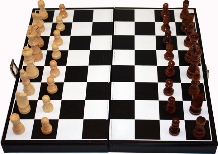 GAM09 - Back Gammon & Chess Set in Black PU Carry Case 35 x 17 x 5.5cm 