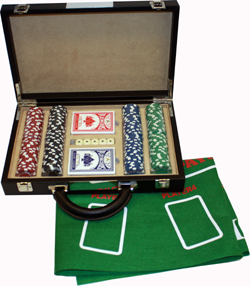 GAM10 - Poker Set with Chips and Felt Mat in Black PU case 34 x 21.5 x 7cm 
