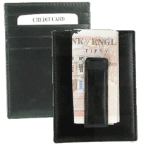 NC12 Black Leather Credit Card Case / Money Clip
