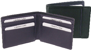 NC19 Quality black/purple calf leather notecase.