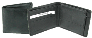NC21 Black Leather Note Case With Coin Pocket 
