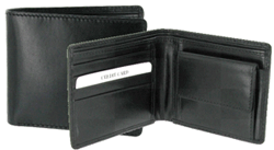 NC6 Black Leather Note Case With Coin Pocket